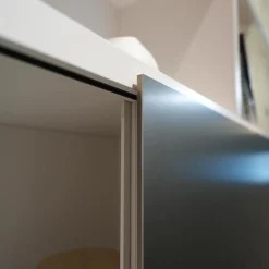 Wohnwand Vita Weiß Aluminium Mit Schiebetür Und Innenbeleuchtung