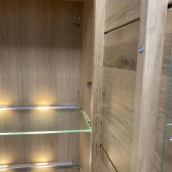 Wohnwand Vivendi Lack Weiß Matt Und Holz Asteiche Mit Glasböden Inklusive Beleuchtung