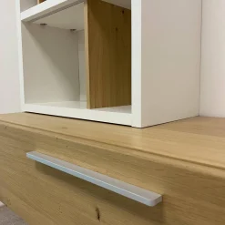 Wohnwand Vivendi Lack Weiß Matt Und Holz Asteiche Mit Glasböden Inklusive Beleuchtung