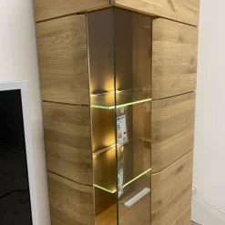 Wohnwand Vivendi Lack Weiß Matt Und Holz Asteiche Mit Glasböden Inklusive Beleuchtung