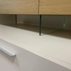 Wohnwand Vivendi Lack Weiß Matt Und Holz Asteiche Mit Glasböden Inklusive Beleuchtung