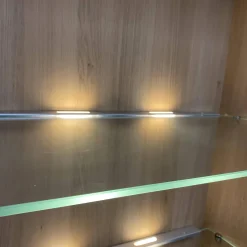 Wohnwand Vivendi Lack Weiß Matt Und Holz Asteiche Mit Glasböden Inklusive Beleuchtung