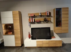 Wohnwand V-Montanara Wildeiche Akzent Colorglas Satiniert Anthrazit