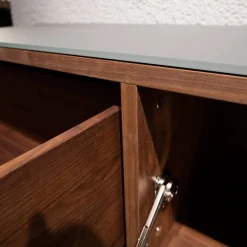 Wohnwand V-Montanara Wildnuss Geölt Glas Montegrau Inklusive Beleuchtung