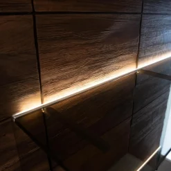 Wohnwand V-Montanara Wildnuss Geölt Glas Montegrau Inklusive Beleuchtung