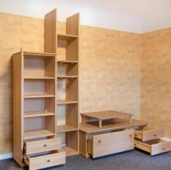 Wohnwand V-Wand Opus 1 Erle Geölt mit TV-Aufsatz