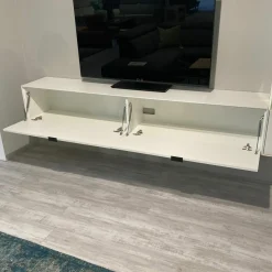 Wohnwand Werne Lack Weiß Gebürstete Rückwand Balkeneiche