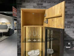 Wohnwand WK 490 Baristo Asteiche Massiv Naturbelassen Geölt Front Rillenoptik Mit LED Beleuchtung