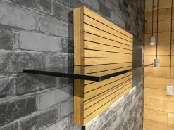 Wohnwand WK 490 Baristo Asteiche Massiv Naturbelassen Geölt Front Rillenoptik Mit LED Beleuchtung