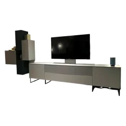 Wohnwand WK 419 Intono Lack 494 Matt Canagrau Und 433 Matt Blaugrün Mit Beleuchtung