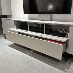 Wohnwand WK 419 Intono Lack 494 Matt Canagrau Und 433 Matt Blaugrün Mit Beleuchtung