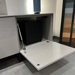 Wohnwand WK 419 Intono Lack 494 Matt Canagrau Und 433 Matt Blaugrün Mit Beleuchtung