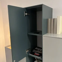 Wohnwand WK 419 Intono Lack 494 Matt Canagrau Und 433 Matt Blaugrün Mit Beleuchtung