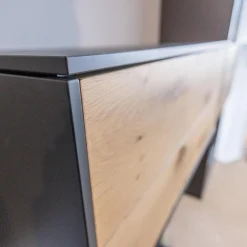 Wohnwand Wk 440 Lavato Und Vitrine 440 Balkeneiche Lack Schiefergrau Grau Matt Inklusive Beleuchtung