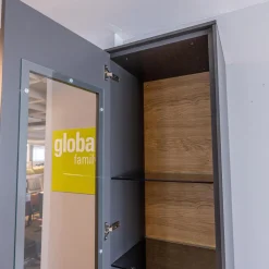 Wohnwand Wk 440 Lavato Und Vitrine 440 Balkeneiche Lack Schiefergrau Grau Matt Inklusive Beleuchtung