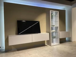 Wohnwand WK 418 Zola Glattlack Steingrau 407 Inklusive Beleuchtung Ohne TV