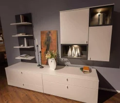 Wohnwand X1 Kombi X150-3736L Lack Schiefergrau Matt