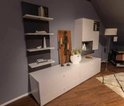 Wohnwand X1 Kombi X150-3736L Lack Schiefergrau Matt