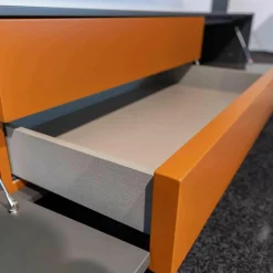 Wohnwandgestaltung San Lampo Matt Lack Anthrazit Braun