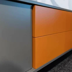 Wohnwandgestaltung San Lampo Matt Lack Anthrazit Braun