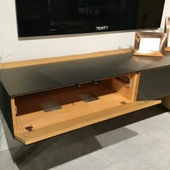 Wohnwandkombination Cubus Eiche Naturöl Glas Bronze Matt mit Touchbeschlag