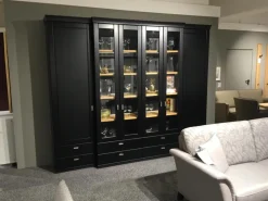 Wohnwandkombination Korsika Vorschlag 52968 Lack Schwarz Einlegeböden Eiche Sand Mit LED Beleuchtung