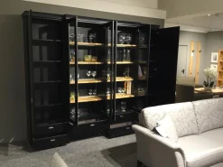 Wohnwandkombination Korsika Vorschlag 52968 Lack Schwarz Einlegeböden Eiche Sand Mit LED Beleuchtung