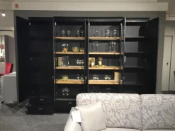 Wohnwandkombination Korsika Vorschlag 52968 Lack Schwarz Einlegeböden Eiche Sand Mit LED Beleuchtung