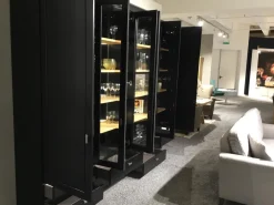 Wohnwandkombination Korsika Vorschlag 52968 Lack Schwarz Einlegeböden Eiche Sand Mit LED Beleuchtung