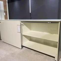 Wohnwand-Vitrinen Kombination Sentino Weiß Matt Rückwand in Anziano Eiche