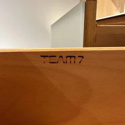 Wohwand In Eiche Weiß Geölt Fronten Glas Pearl Matt Innen Buche Mit Zwei Schubkästen Und Einer Klappe