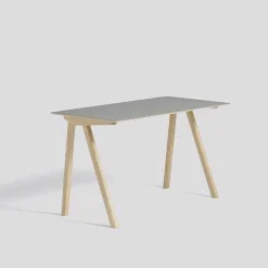 Writing Desk Copenhagen CPH 90 Gestell Eiche Massiv Lackiert Platte Linoleum Grau