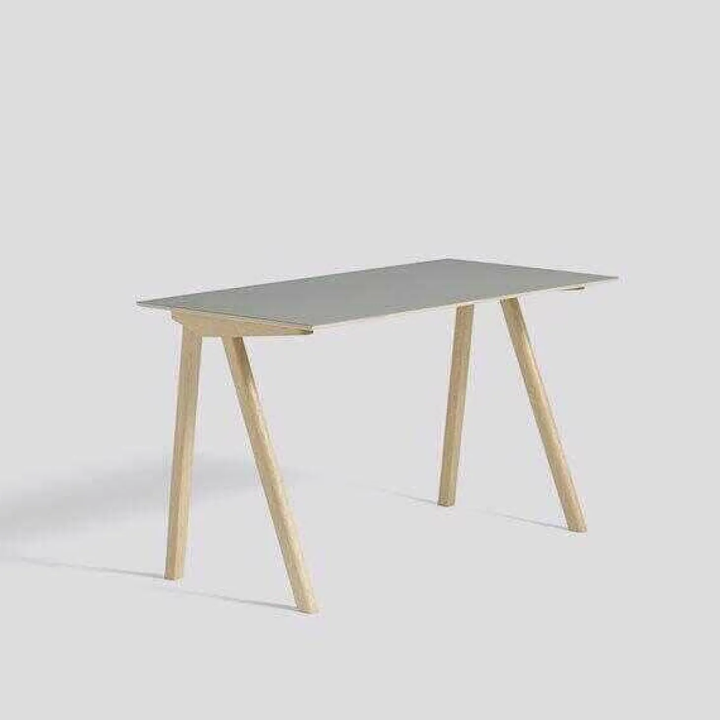 Writing Desk Copenhagen CPH 90 Gestell Eiche Massiv Lackiert Platte Linoleum Grau