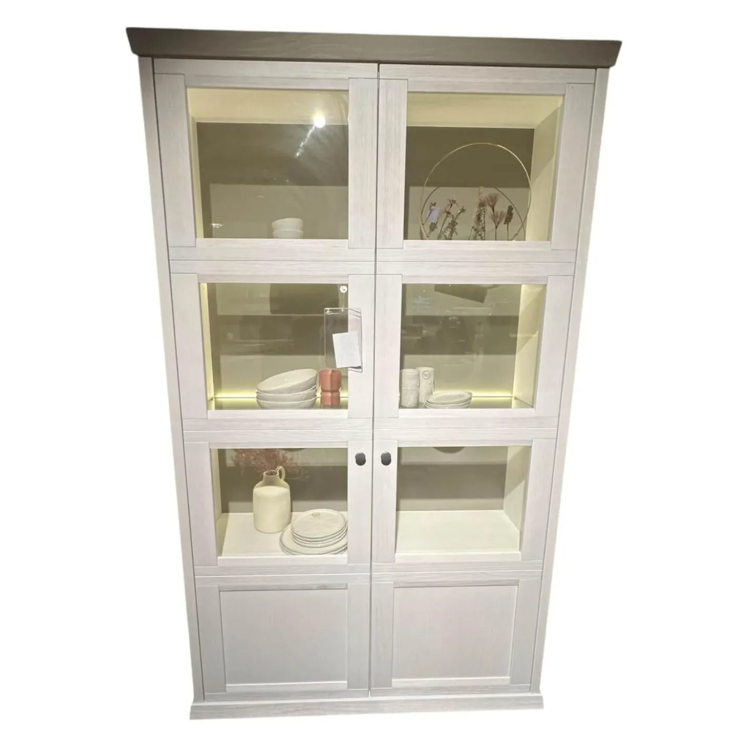 Zeilenschrank WM Casa 220 Pinie Massiv Weiß Soft Gebürstet Mit LED Beleuchtung